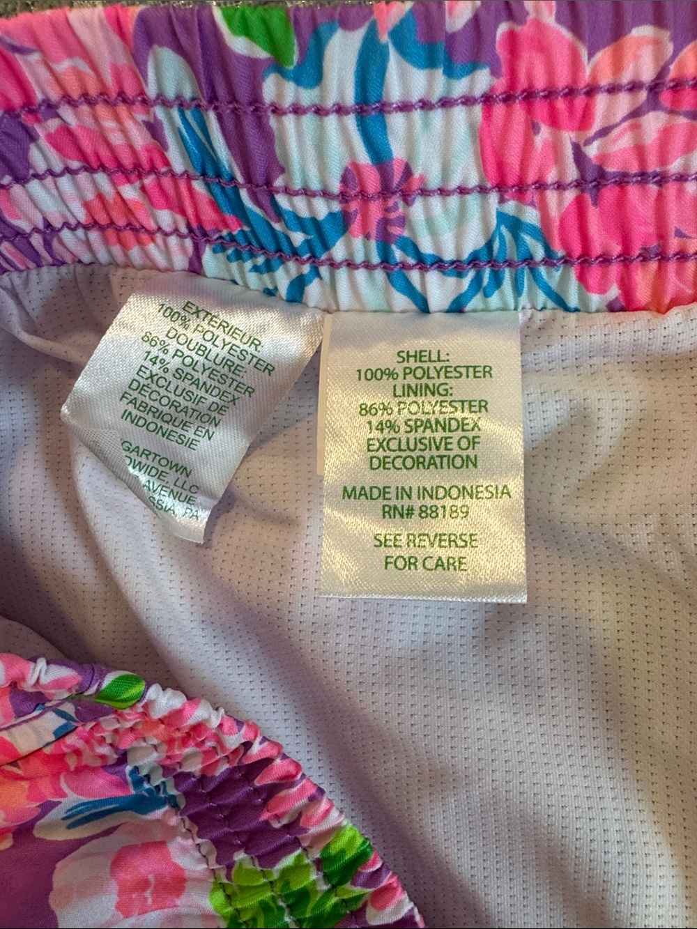 Lilly Pulitzer Pink & Purple Floral Luxletic Athletic Shorts Size Medium - Picture 4 of 4